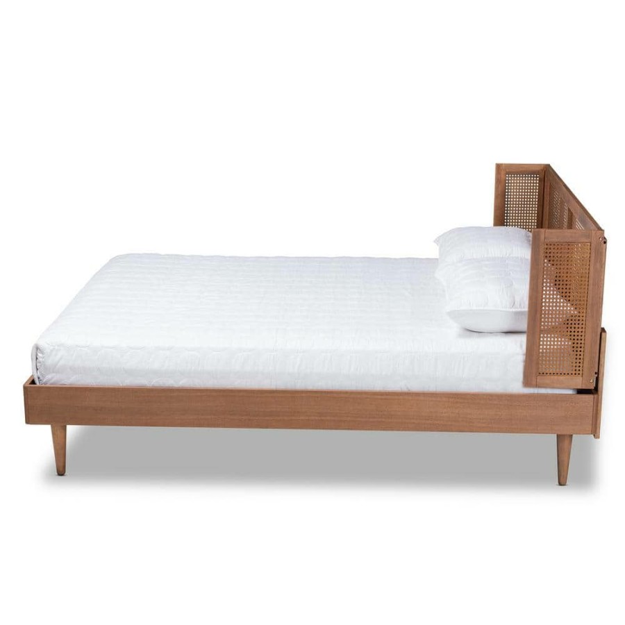 Bedroom Furniture * | Rina Ash Walnut Full Platform Bed By Baxton Studio