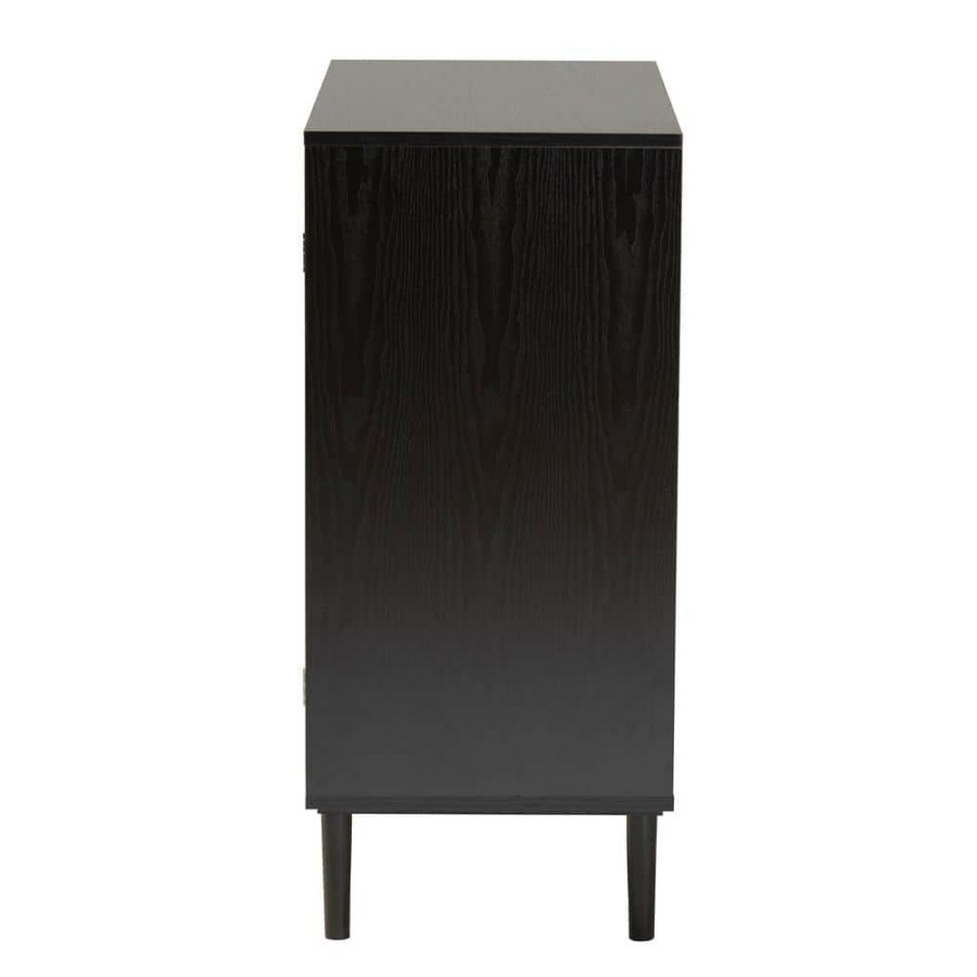 Bar Furniture * | Maureen Espresso And Natural Brown Accent Storage Cabinet By Baxton Studio