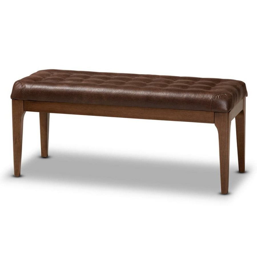 Living Room Furniture * | Walsh Dark Brown And Walnut Brown Dining Bench (17.7 In. H X 41.5 In. W 16.1 In. D) By Baxton Studio