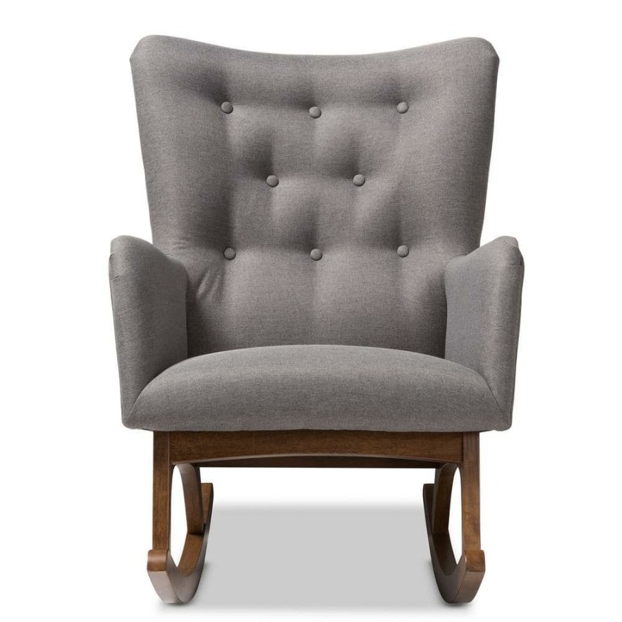 Entryway Furniture * | Waldmann Gray Fabric Rocking Chair By Baxton Studio