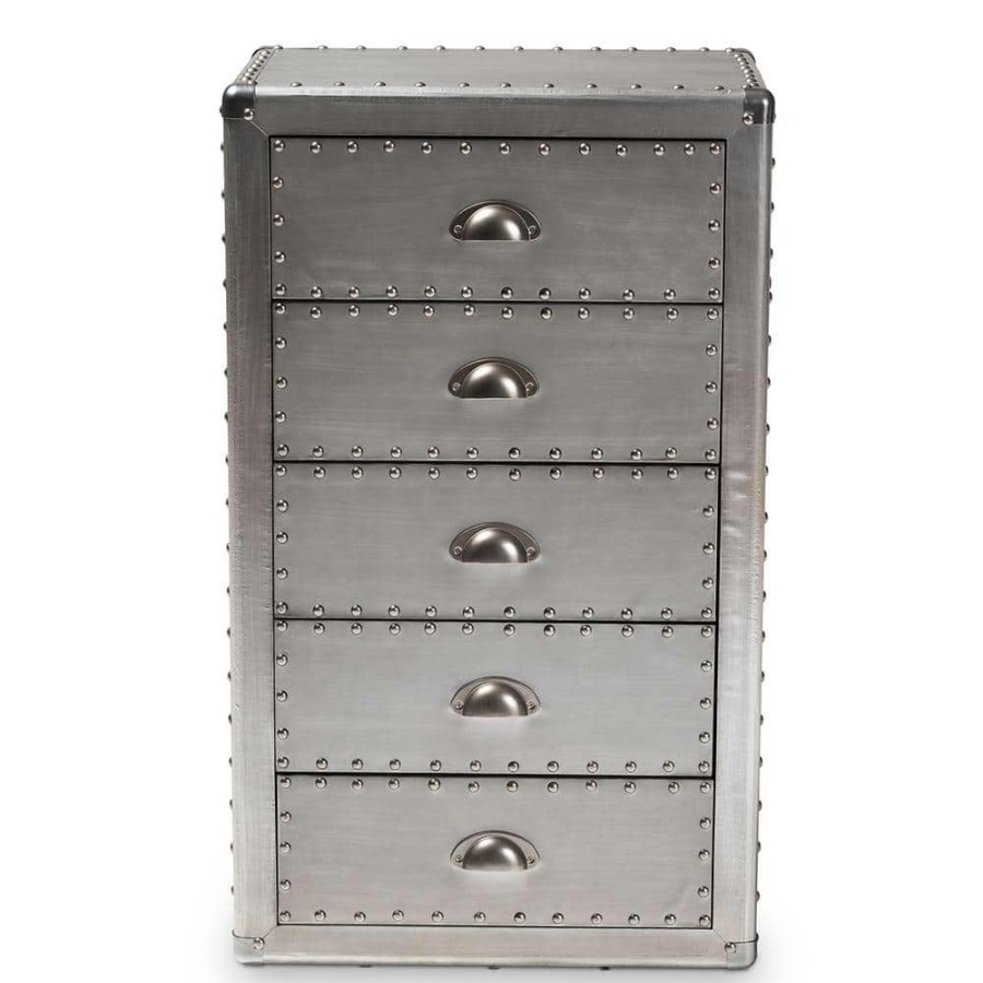 Bar Furniture * | Davet Silver Storage Cabinet By Baxton Studio