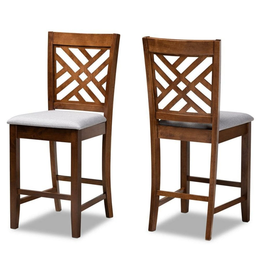 Bar Furniture * | Caron 25 In. Walnut Counter Stool (Set Of 2) By Baxton Studio