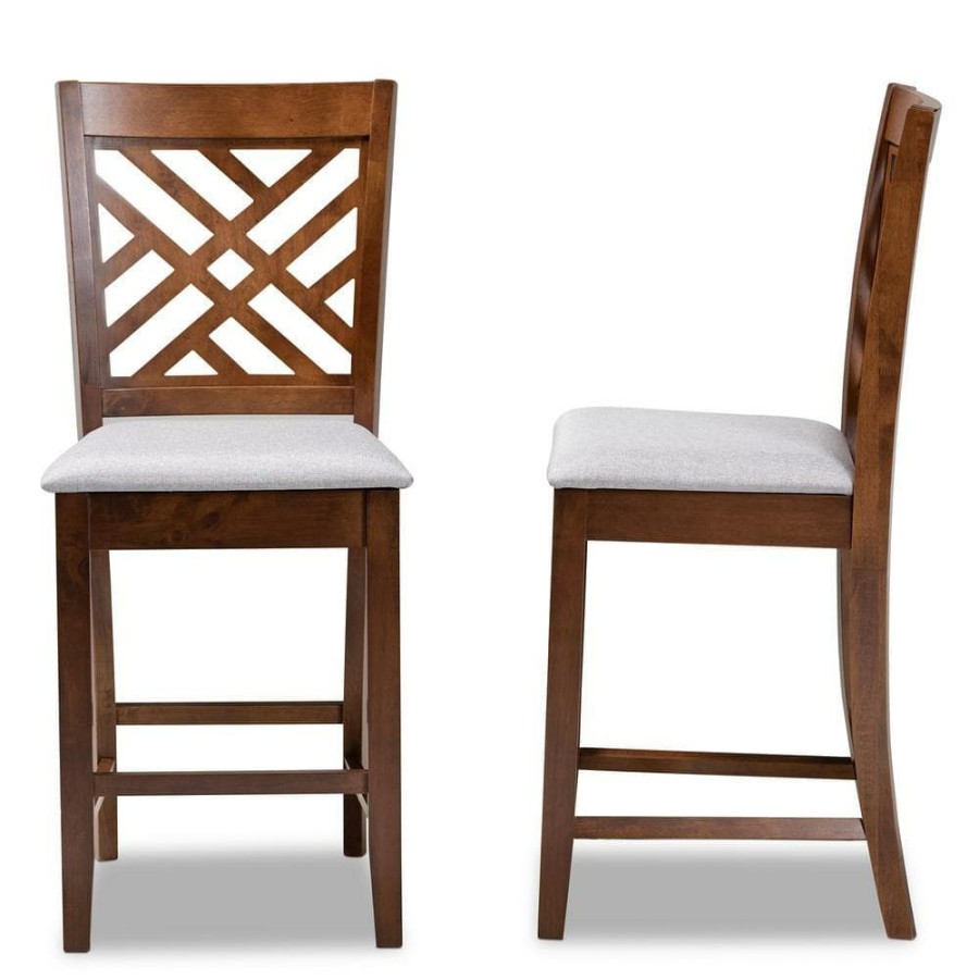 Bar Furniture * | Caron 25 In. Walnut Counter Stool (Set Of 2) By Baxton Studio