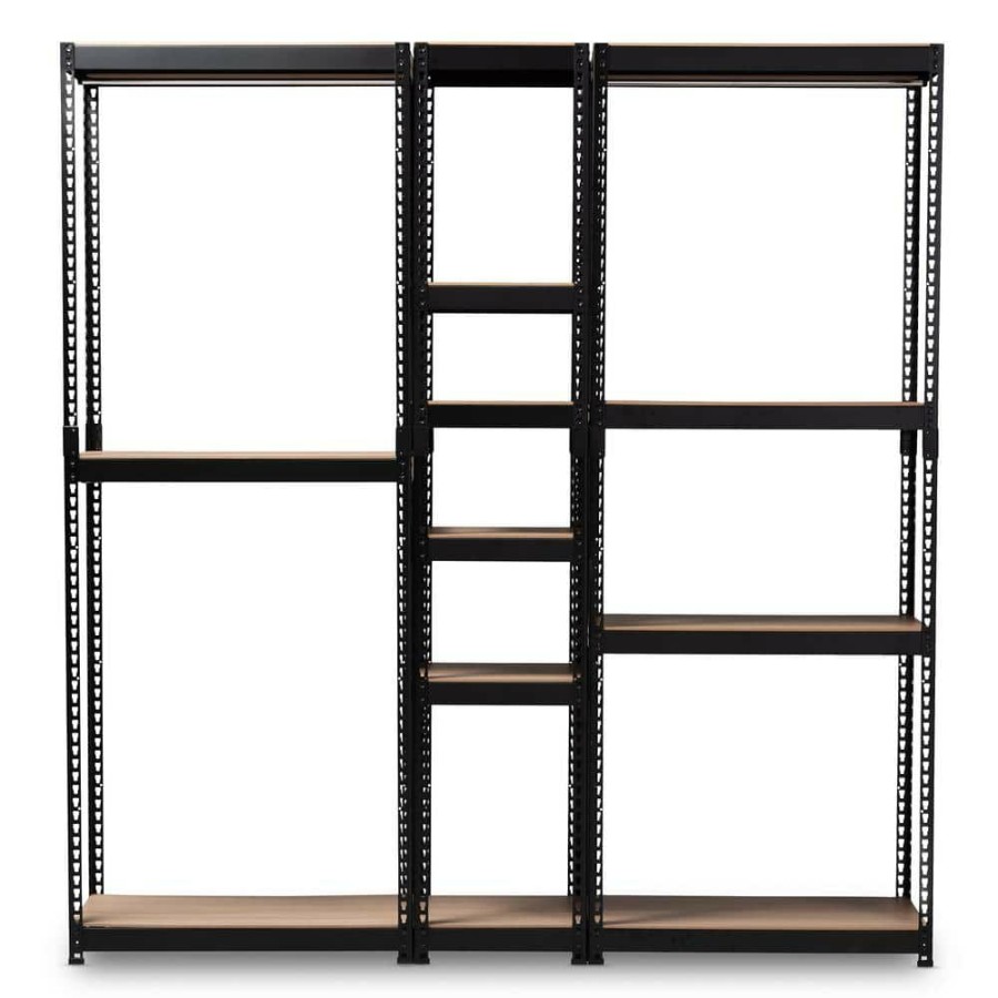 Entryway Furniture * | Gavin Black Storage Rack With 10-Metal Shelves By Baxton Studio