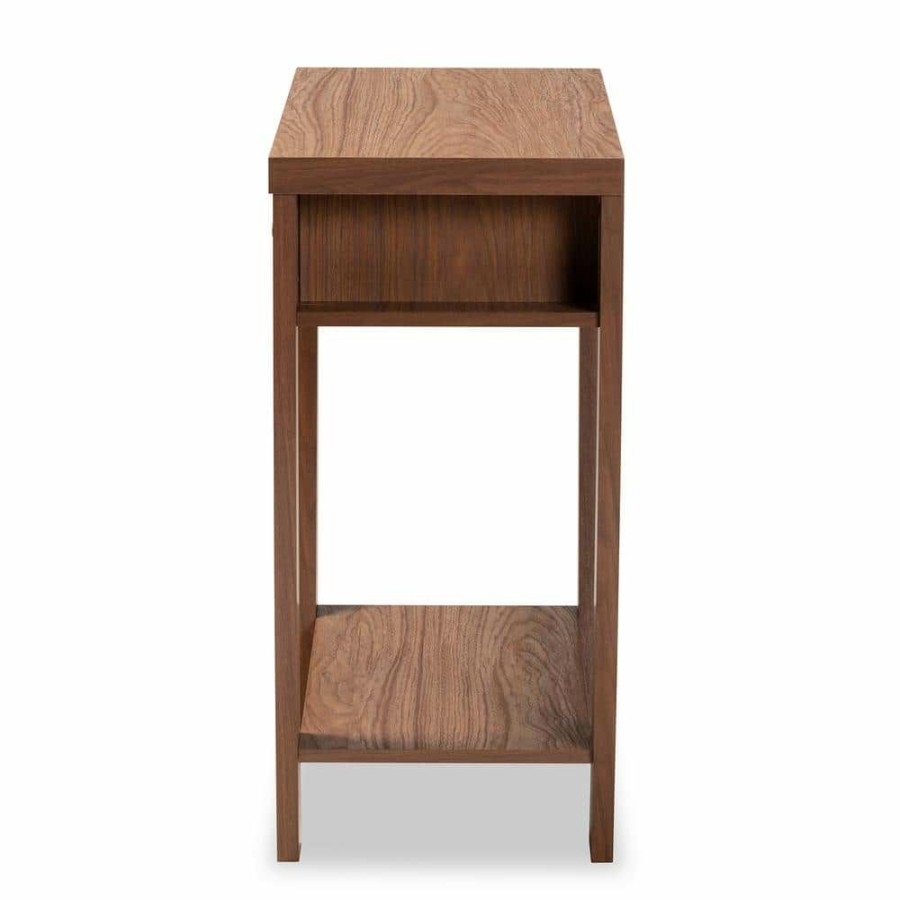 Living Room Furniture * | Capote 35.4 In. Rectangle Walnut Brown Wood Console Table By Baxton Studio