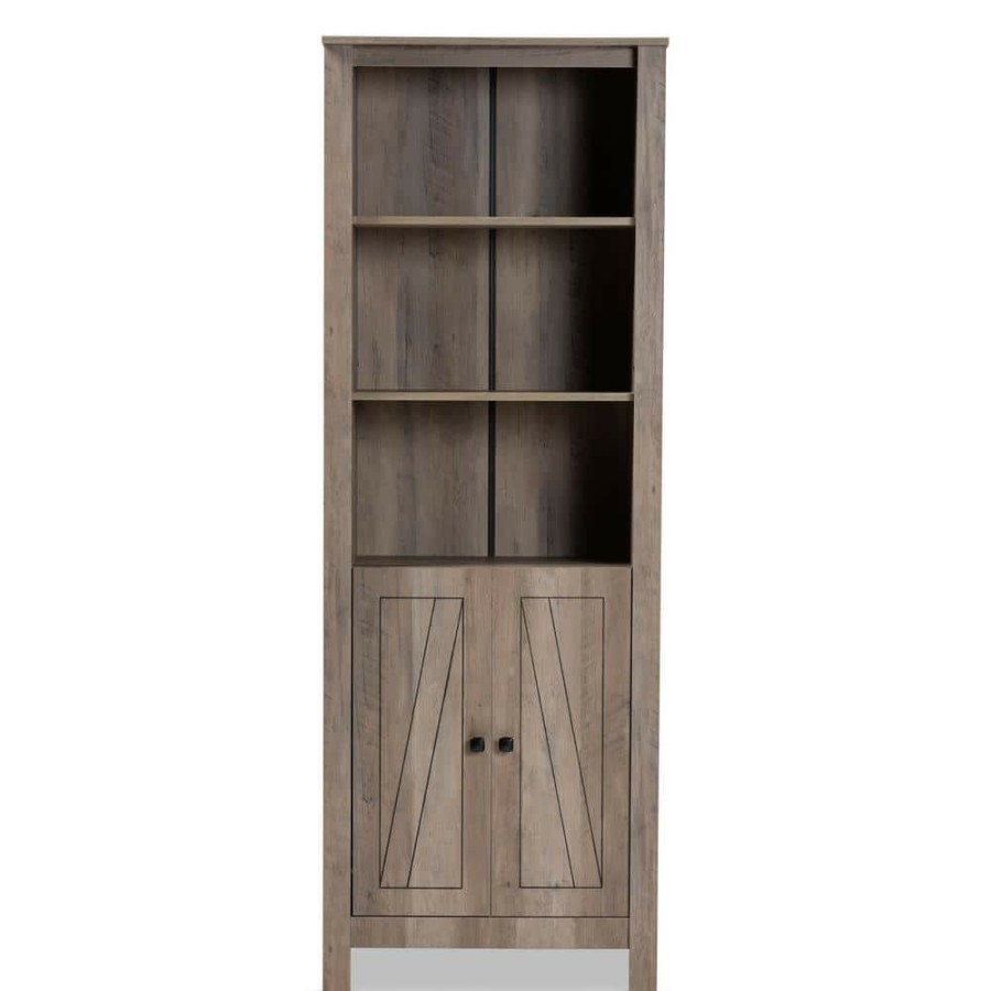 Bar Furniture * | Derek 75.4 In. Natural Oak 5-Shelf Standard Bookcase By Baxton Studio