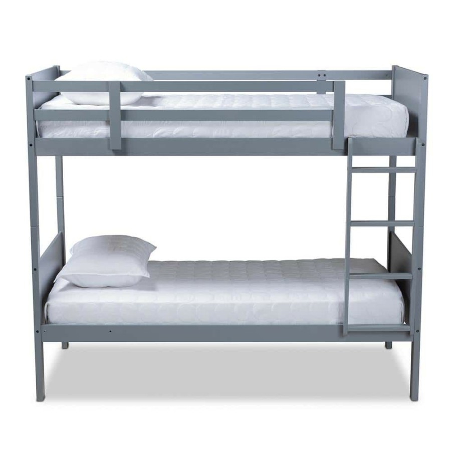 Entryway Furniture * | Elsie Gray Twin Bunk Bed By Baxton Studio