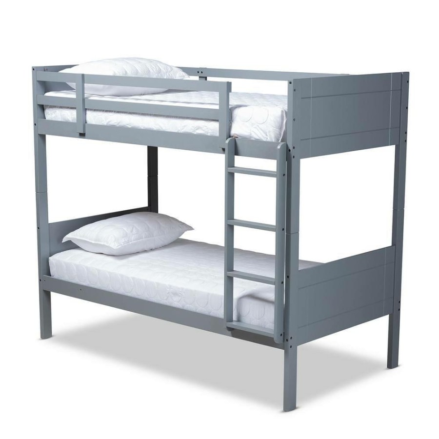 Entryway Furniture * | Elsie Gray Twin Bunk Bed By Baxton Studio