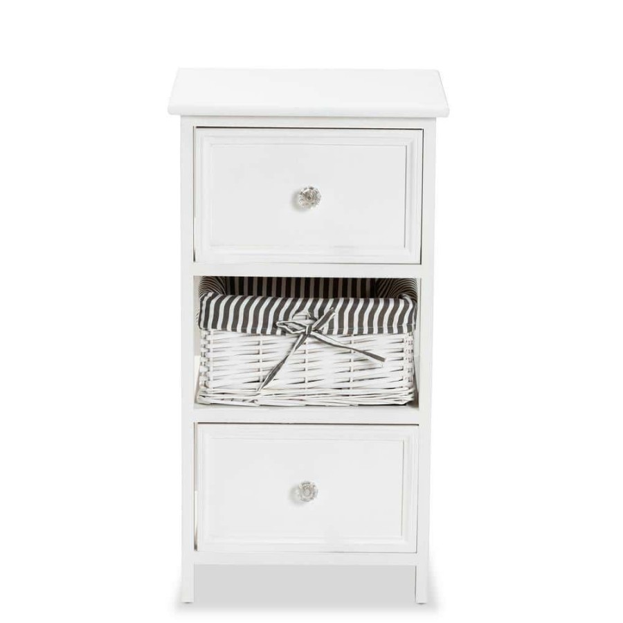 Living Room Furniture * | Hayden White Storage Cabinet With 2-Drawers By Baxton Studio