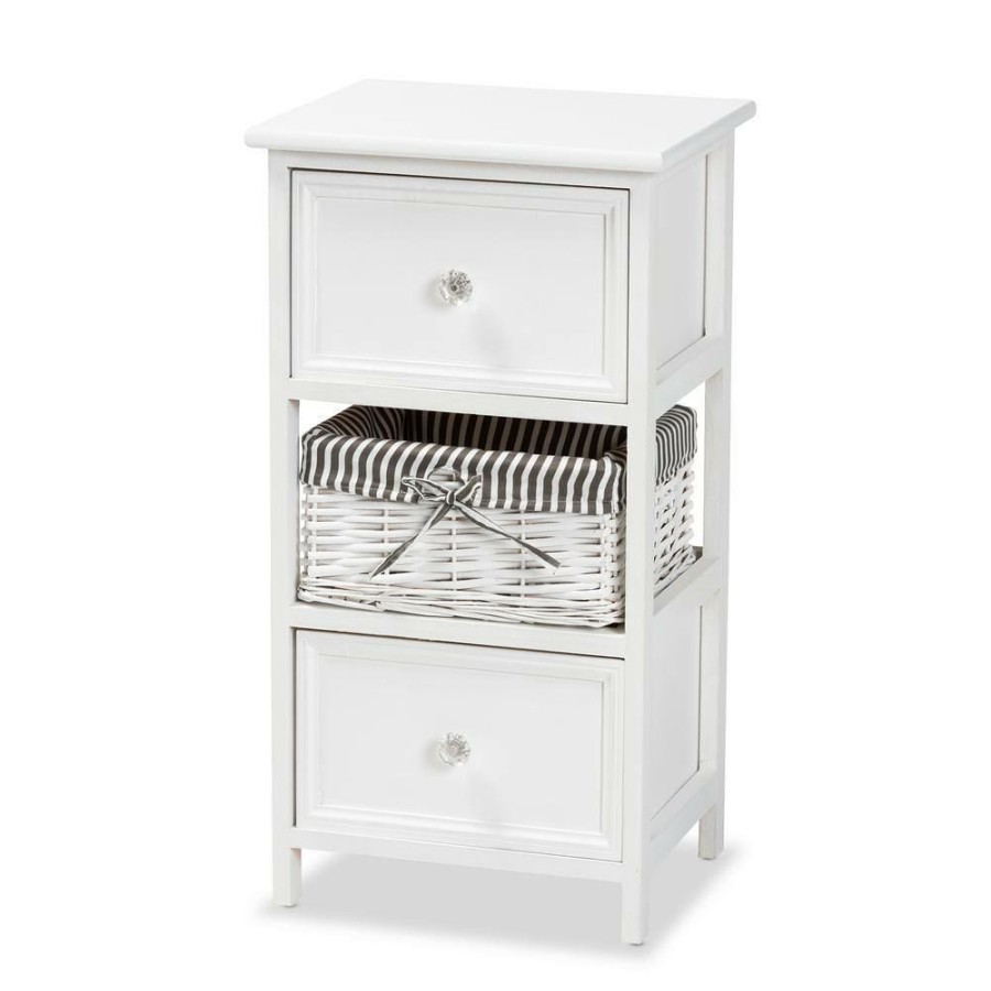 Living Room Furniture * | Hayden White Storage Cabinet With 2-Drawers By Baxton Studio