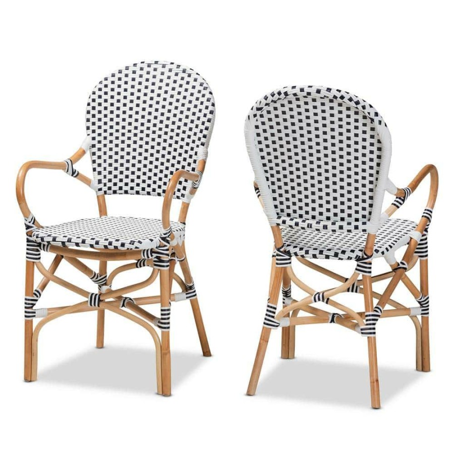 Living Room Furniture * | Naila Black And White Dining Chair (Set Of 2) By Baxton Studio