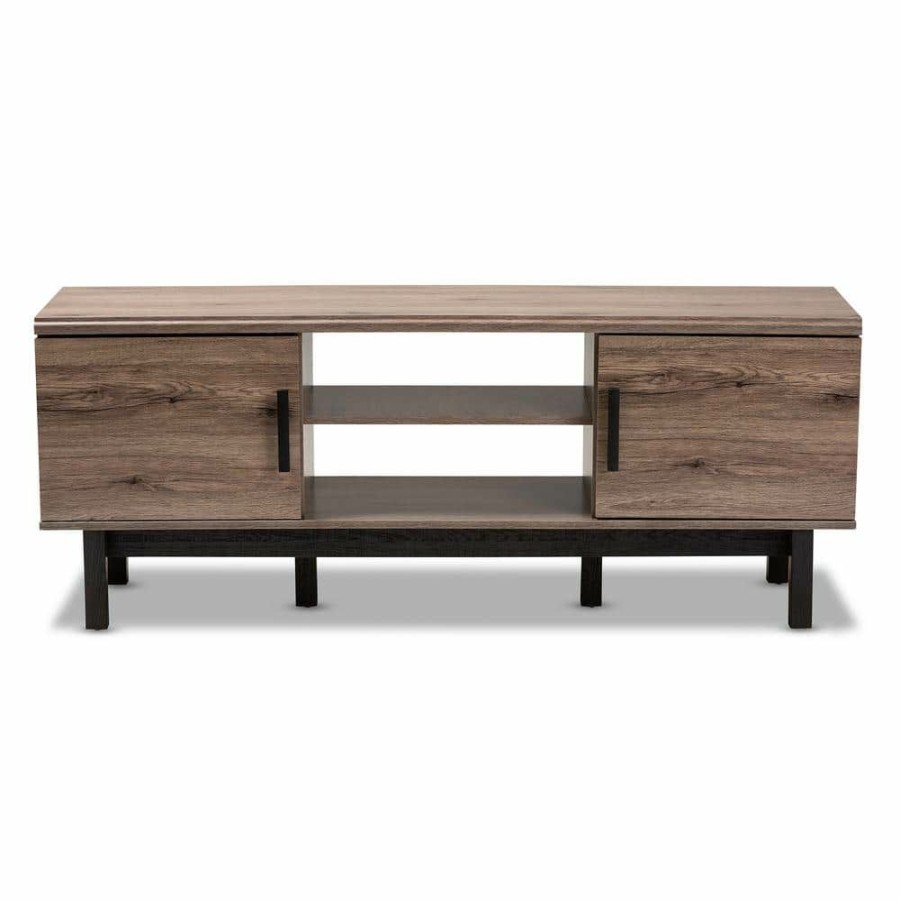 Living Room Furniture * | Arend Oak And Black Tv Stand By Baxton Studio