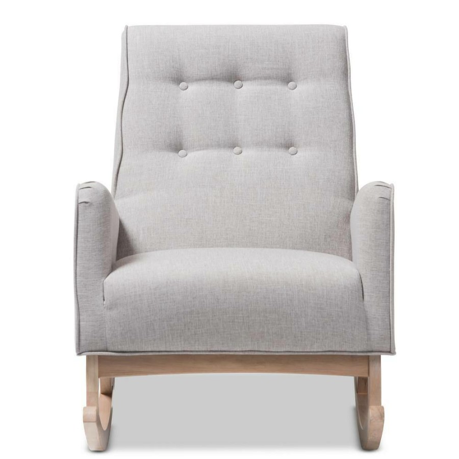 Entryway Furniture * | Marlena Light Gray Fabric Rocking Chair By Baxton Studio