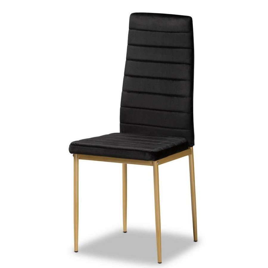 Living Room Furniture * | Armand Black And Gold Dining Chair (Set Of 4) By Baxton Studio