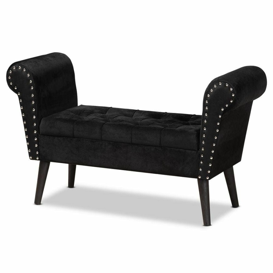 Living Room Furniture * | Hanayo Black Bench (23.62 In. H X 44.09 In. W X 15.75 In. D) By Baxton Studio