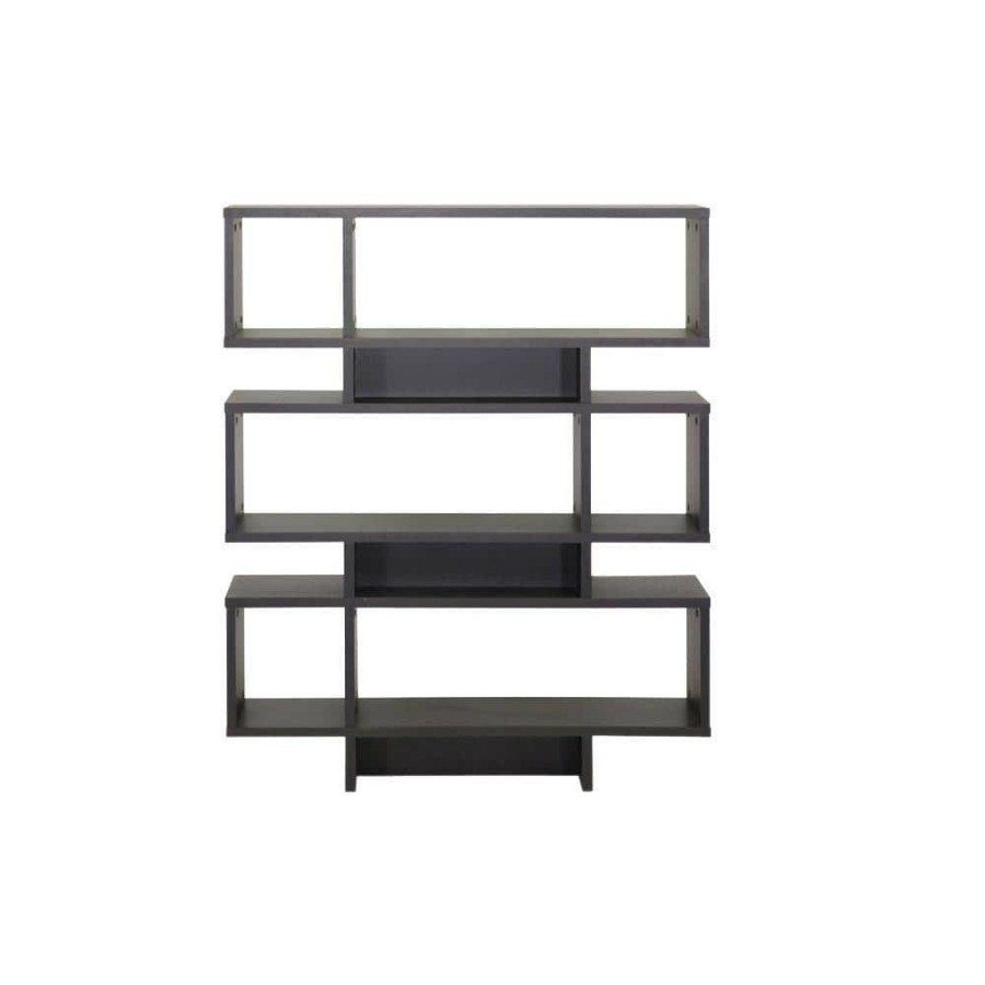 Bar Furniture * | 52.6 In. Dark Brown Wood 6-Shelf Etagere Bookcase With Open Back By Baxton Studio