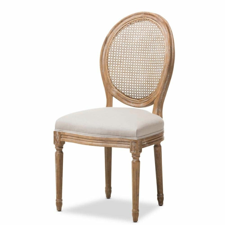 Living Room Furniture * | Adelia Beige Fabric Upholstered Dining Chair By Baxton Studio