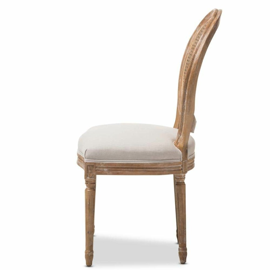 Living Room Furniture * | Adelia Beige Fabric Upholstered Dining Chair By Baxton Studio