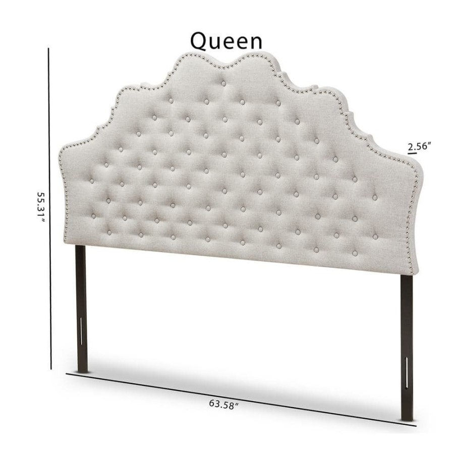 Bedroom Furniture * | Hilda Beige Queen Headboard By Baxton Studio