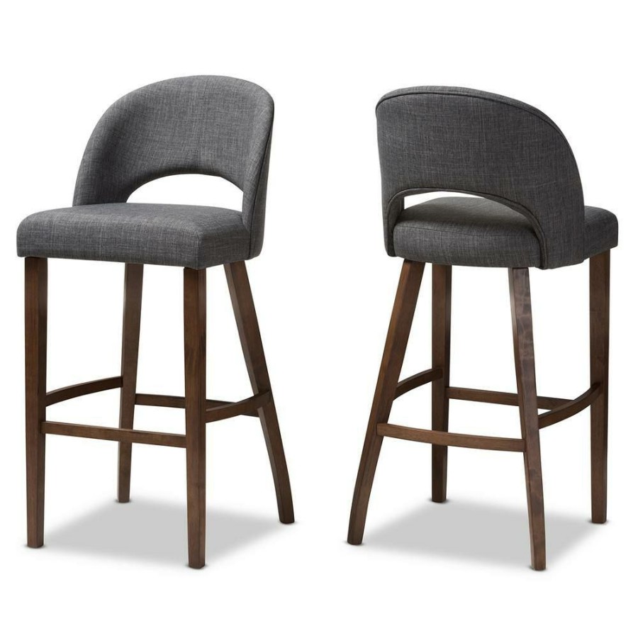 Bar Furniture * | Melrose 30 In. Dark Gray Bar Stool (Set Of 2) By Baxton Studio