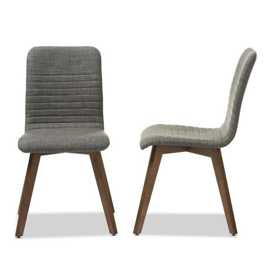 Living Room Furniture * | Sugar Gray Fabric Upholstered Dining Chairs (Set Of 2) By Baxton Studio