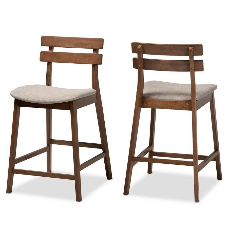 Bar Furniture * | Larine 24 In. Light Grey Wood Counter Stool (Set Of 2) By Baxton Studio