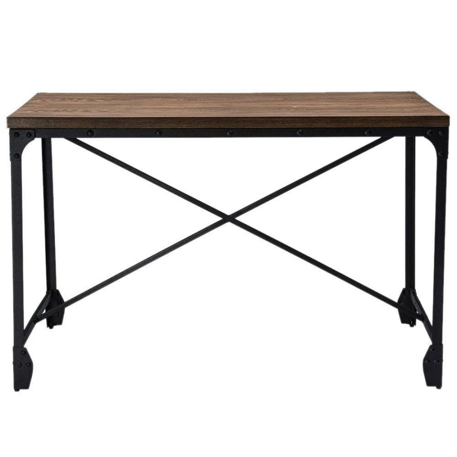 Bar Furniture * | 48 In. Rectangular Brown Writing Desks With Storage By Baxton Studio