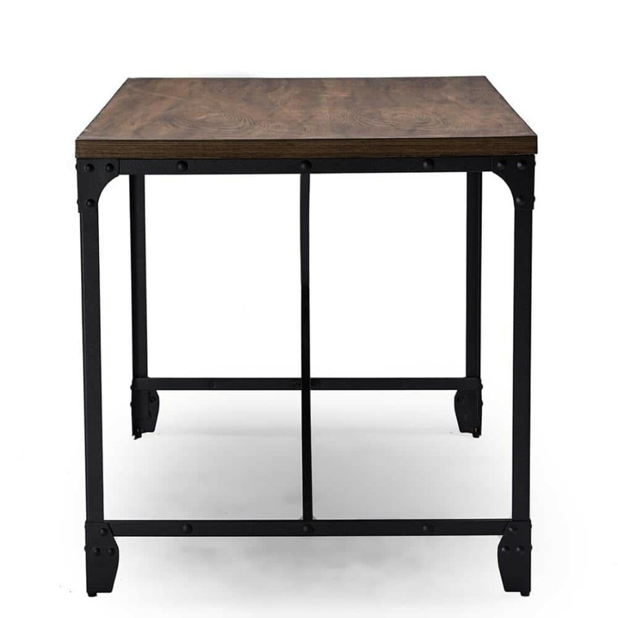 Bar Furniture * | 48 In. Rectangular Brown Writing Desks With Storage By Baxton Studio