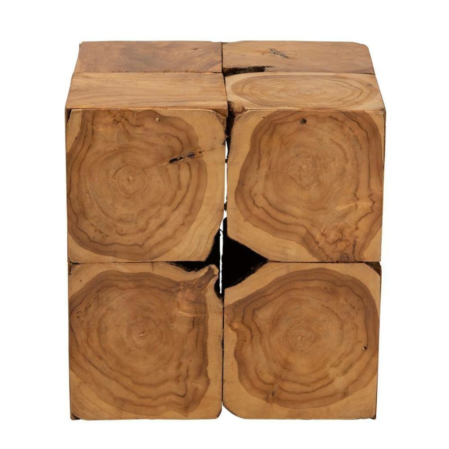 Living Room Furniture * | Eldora 17 In. Natural Brown Square Wood End Table By Baxton Studio