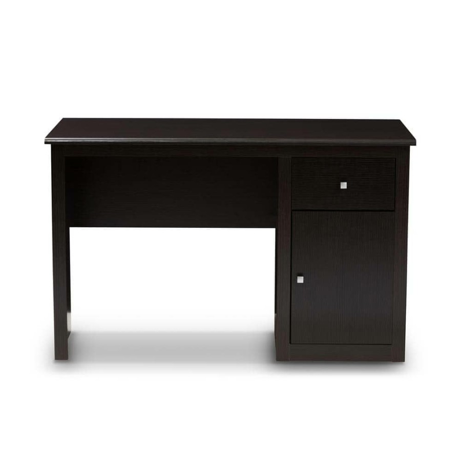 Bar Furniture * | 47.64 In. Wenge Dark Brown Rectangular 1 -Drawer Writing Desk With Storage By Baxton Studio