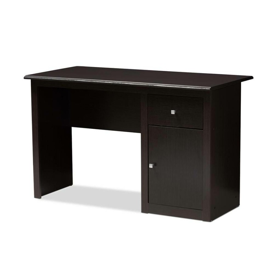 Bar Furniture * | 47.64 In. Wenge Dark Brown Rectangular 1 -Drawer Writing Desk With Storage By Baxton Studio