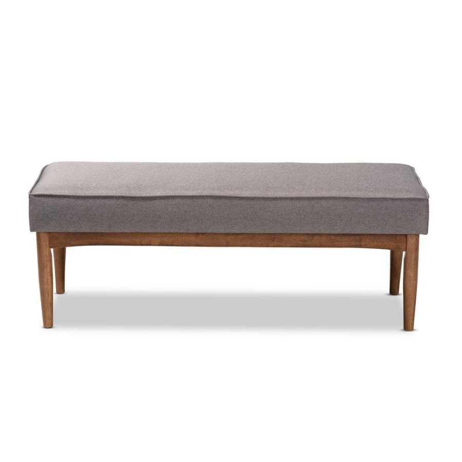 Entryway Furniture * | Arvid Gray Fabric Dining Bench By Baxton Studio